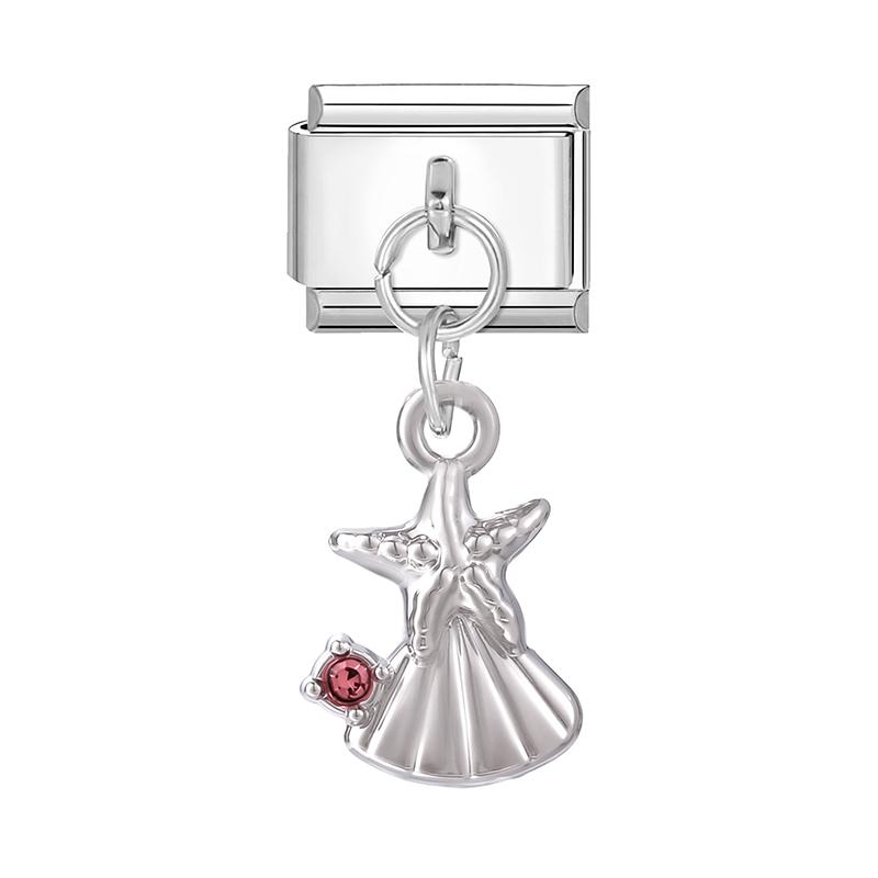 Zircon Turtle Starfish Conch Fishtail Cherry Pendant Italian Charm Links Fit 9MM Stainless Steel Bracelet Women DIY Making Gifts