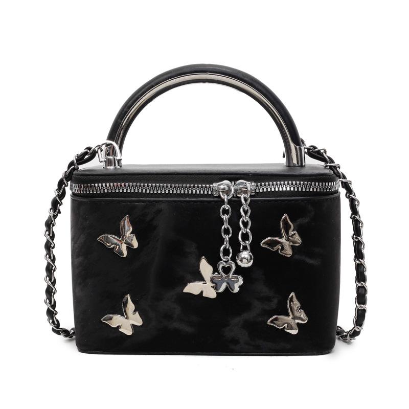 Fashion versatile chain small square bag women's new popular butterfly portable bucket bag shoulder messenger bag