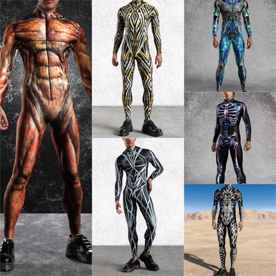 3D Digital Printing Stage Performance Costumes Adults Halloween Events Carnival Theme Party Cosplay Outfit Pretend Game Jumpsuit