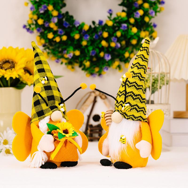 New Honey Bee Festival Plush Doll With Wings Antenna And Unique Face-free Design For Decoration