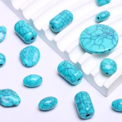 New 7 Style 30-5pcs Spacer Beads 11-25mm DIY Loose Seed Accessories Imitated Turquoises For Jewelry Making Green Color Geometric Charms Flat Round