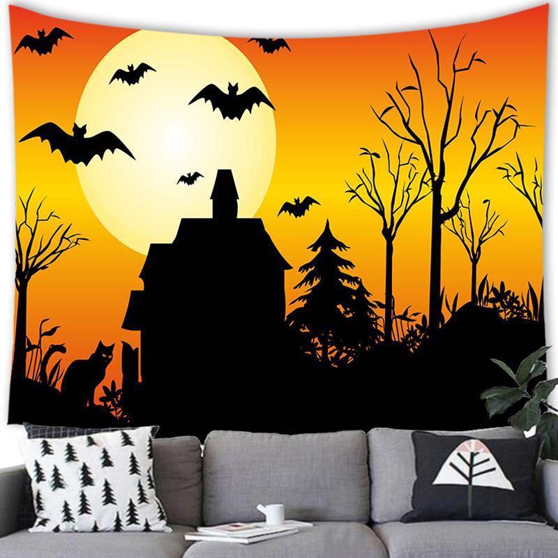Домашний декор Хэллоуин гобелен настенный гобелен летучая мышь тыква счастливый Хэллоуин — фото 7