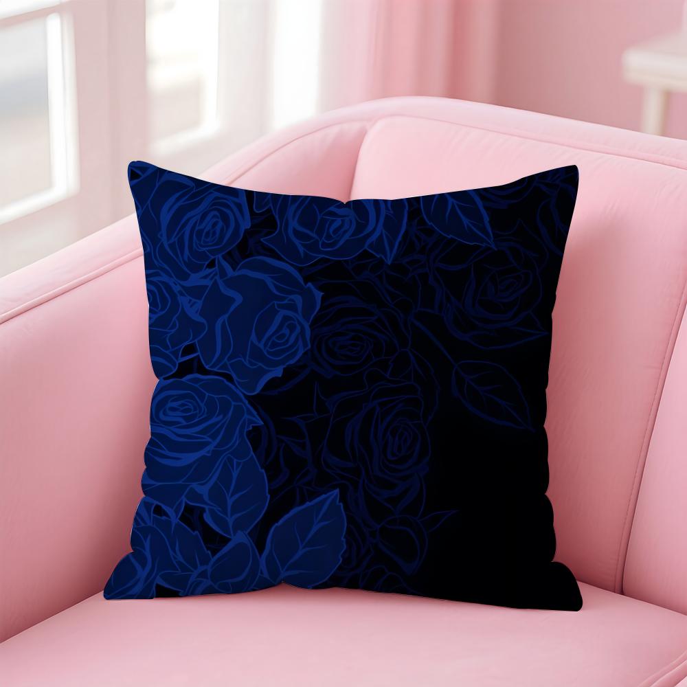 Romantic blue roses Cushion Cover Pillow Case Soft Skin Friendly Fabric  Concealed Zipper