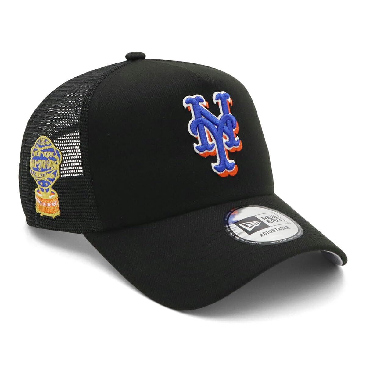 

New Era 9Forty MLB Trucker with Side Free New York Exclusive to OnSpotz A-Frame Patch, Black, Shipping, Mets,