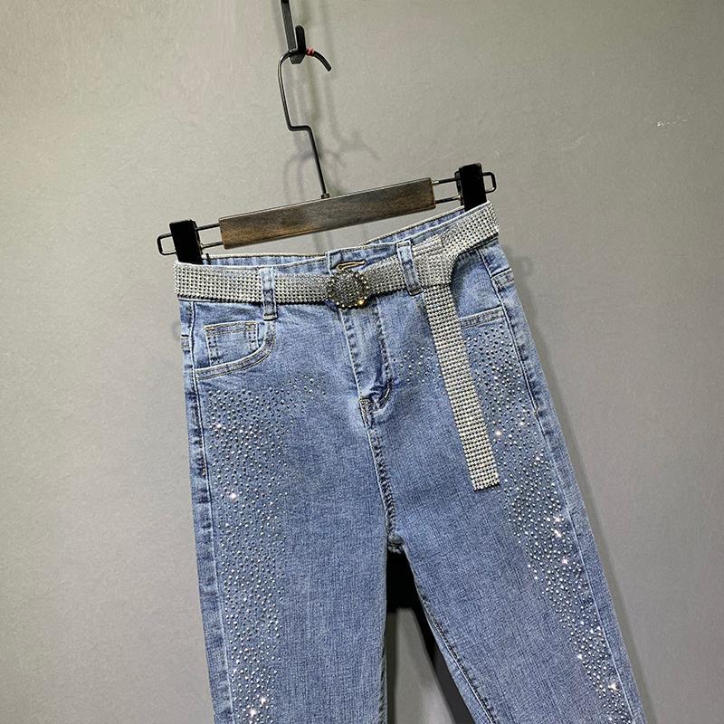 Pantaloni a matita in denim elasticizzato da donna Primavera Estate Skinny Stampa Diamante Jeans Skinny Pantaloni Casual Femminili