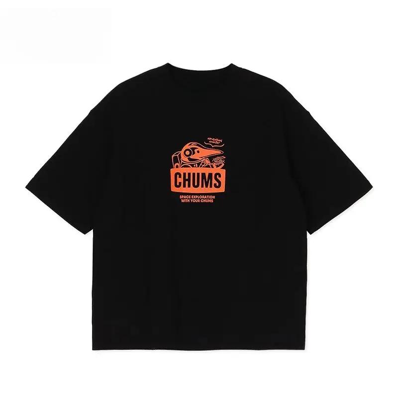CHUMS Sports Outdoor Short Sleeve Men Women Universe Theme Print Casual Oversized Round Neck T-shirt Unisex Comfortable Top Tees