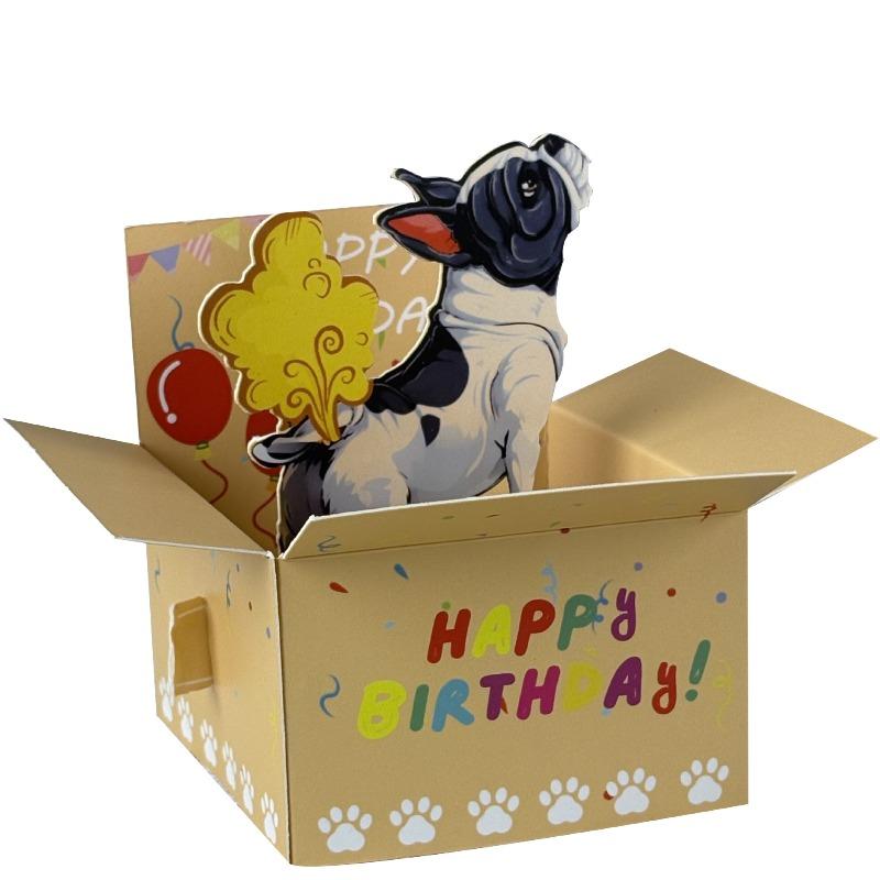 1 pz. Esilarante biglietto pop-up di Buon Compleanno - Design umoristico di personaggio 3D con palloncini a cuore e coriandoli, biglietto stravagante