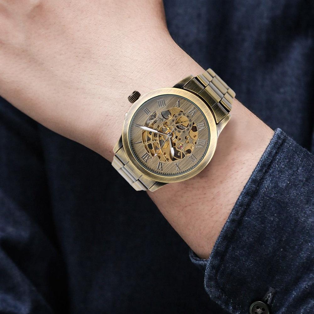 copper skeleton watch