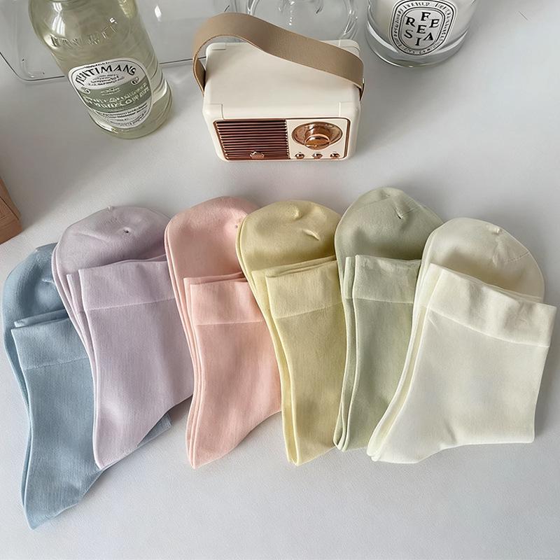 Zhuji Pure Cotton Women's Macaron Color Pile Socks - Loose, Non-binding, Anti-pilling, Boneless Postpartum Design.