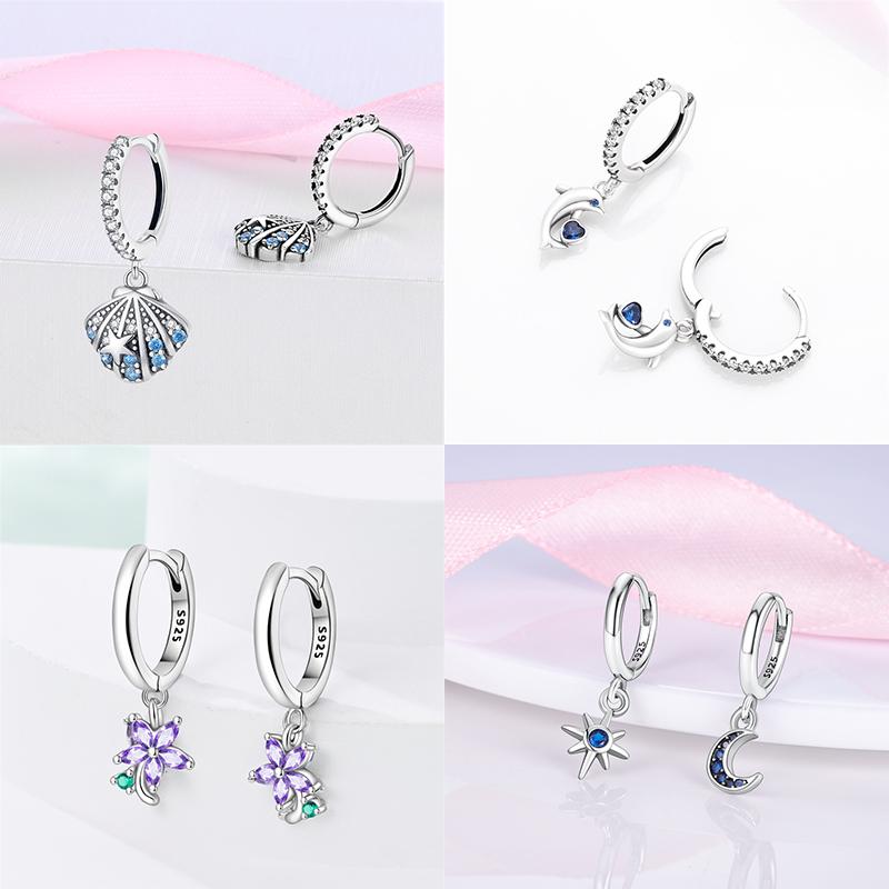 Damen Kupfer Ohrringe Rosa Liebe Sterne Muschel Süße Blume Süß Romantisch Date Party Hochzeit Exquisiter Schmuck Geschenke