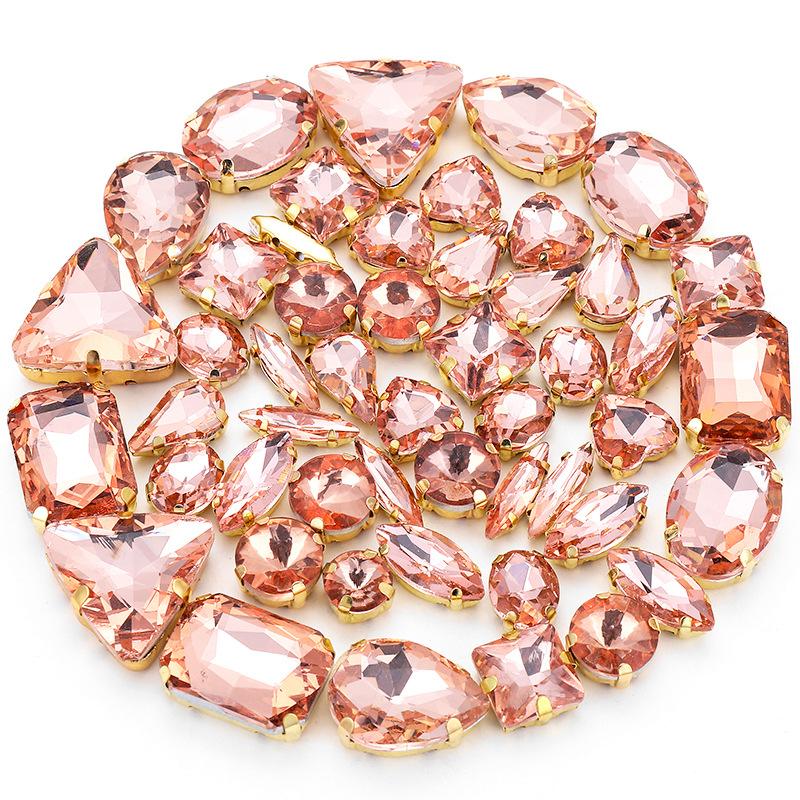 50 Perle di Cristallo a Griffa Singola da Cucire a Mano Trapanino Accessori Fai da Te per Abbigliamento Accessori Matrimonio Trapanino a Griffa da Cucire a Mano con Fori Perline Strass da Cucire