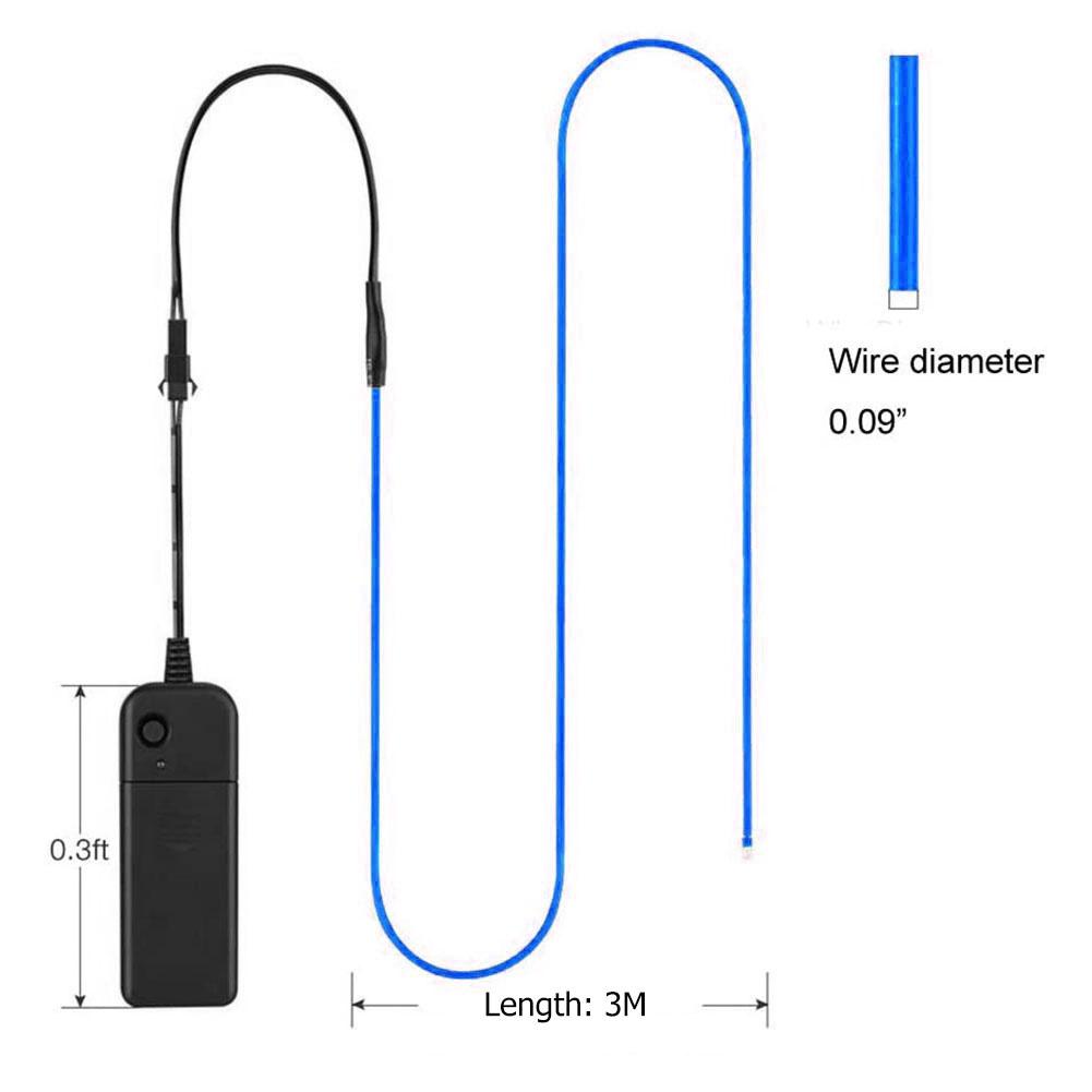 3M EL Wire Neon LED Strip Light AA Battery Powered DIY Lights Tube Rope For Halloween Christmas Festival Party Car Decoration