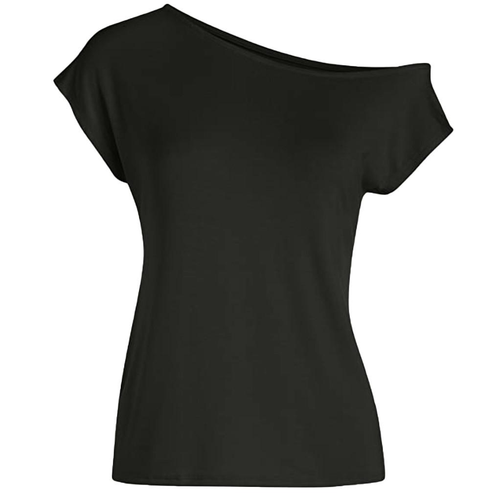 Women's Casual Off Shoulder Tops Short Sleeve T Shirts Loose Summer Blouse Shirt