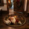 Runder Dekorativer Teppich 3D Weihnachtsteppich, Optische Täuschung Teppich Santa Claus Tiefe Loch Feiertags Willkommen Teppich Drucke, Rutschfest für Eingang Wohnzimmer