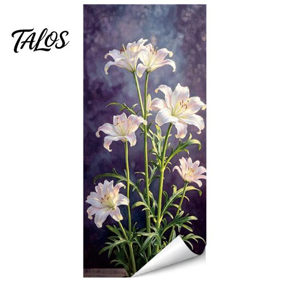 Realistic Flower Print Bin Art Floral Trash Can Stickers, Waterproof Self‑Adhesive Decals, Vintage Pattern Decor Weather Resistant Mailbox Adhesive