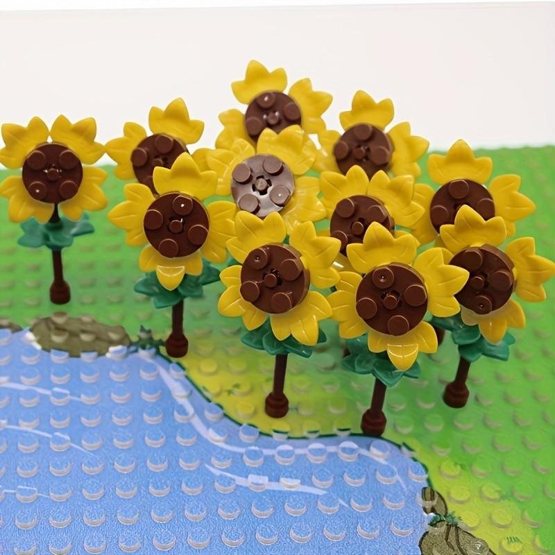 8 Set DIY Sunflower Field Building Blocks, Mixed Color ABS Material, Creative Garden MOC Flower Farm Scene Construction Kit, Children Diy Bricks Toy
