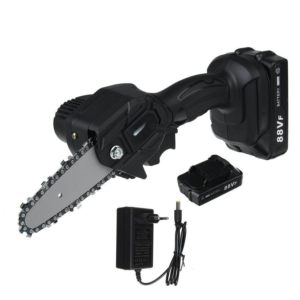 Electric Chain Saw Lithium Battery 88V Mini Pruning One-handed Garden Tool With Chain Saws Rechargeable Woodworking Tool 800W