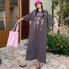 Korean Version of Summer New Dress Long Knee T-shirt Skirt Large Size Loose Simple Cartoon Print Lazy Dress