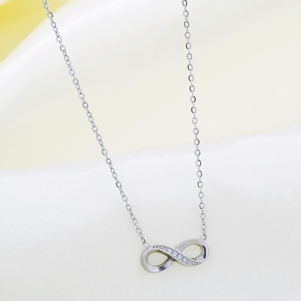 Women Necklace Infinite Loop Titanium Steel Zircon Jewelry Fashion Hypoallergenic No Fade