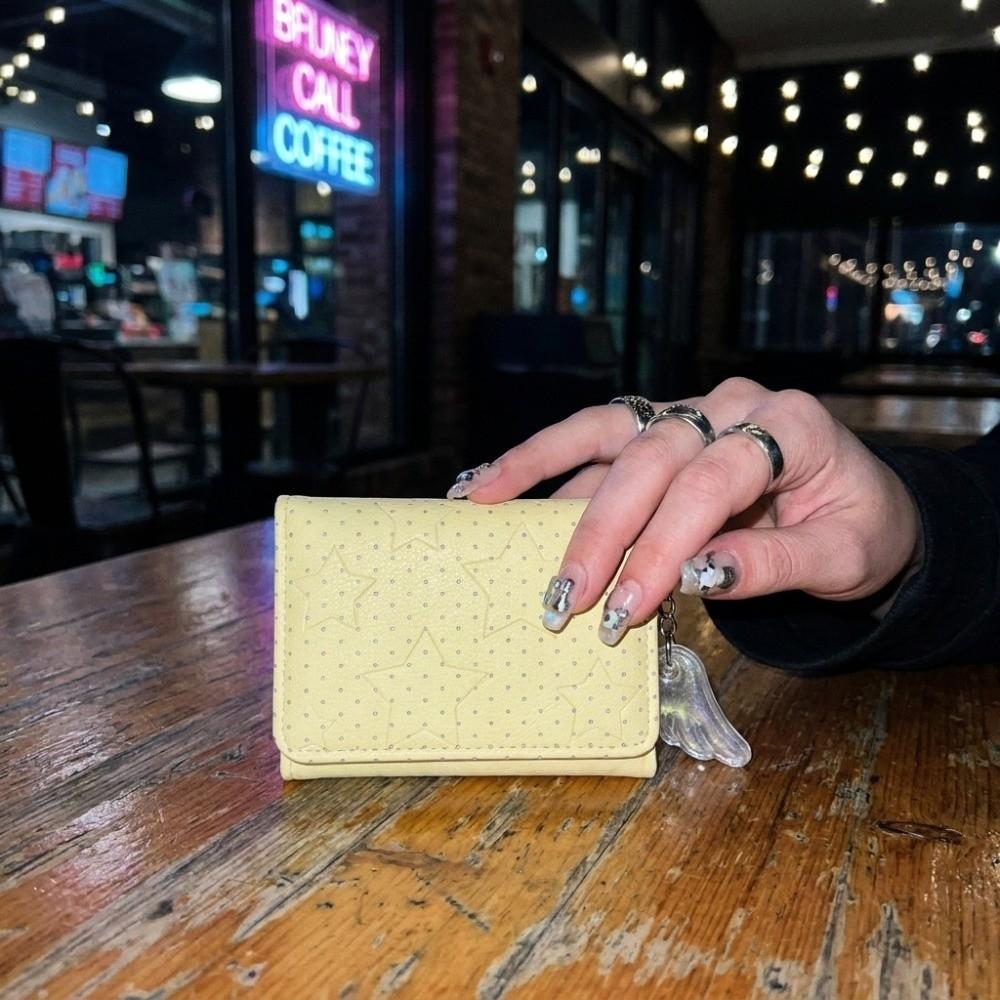 Lightweight Polka Dot Trifold Wallet PU Leather Mini Wallet Aesthetic Card Holder Daily Use