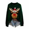 Women's Fashion Christmas Print Pullover Long-Sleeve  Neck Knit Sweater Top