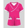 Surgical Gown Women's 3D Printed Nurse Top Summer Fashion V-tie Pocket Short Sleeved Women's Medical Gown