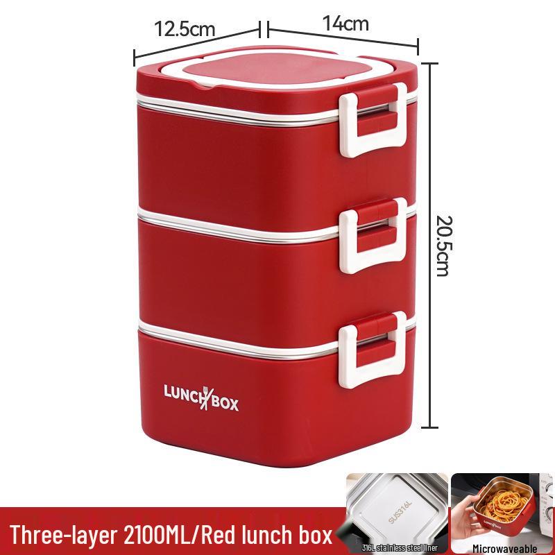 316 Stainless Steel Insulated Bento Lunch Box, Microwaveable Meal Container for Office Workers
