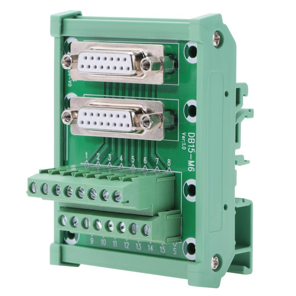DB15-M6 DB15 DIN Rail Double Female Head Terminal Block Board Terminal Block  Equipment Wiring