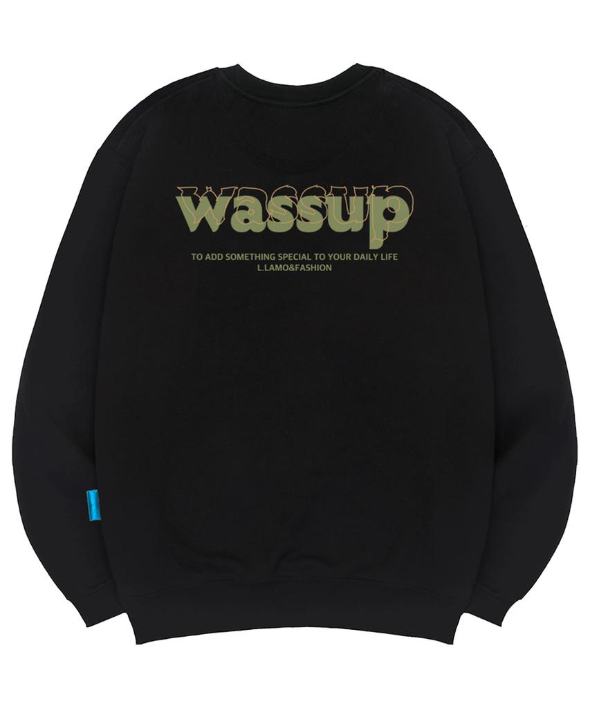 Ellamo Fleece-Lined M Wassup Sweatshirt Unisex Big Size S~4Xl (Type B)