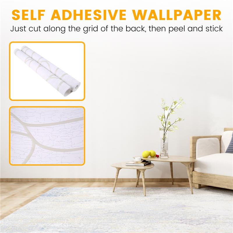 

53Cmx9.2M European Modern 3D Non-Woven Moisture-Proof Bedroom Background Wallpaper Curve Thickened Wall Stickers-B61B