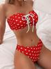 Conjunto de Bikini Bandeau con Cordones - Cintura Alta, Sexy, Estilo Europeo y Americano Blanco para 2024