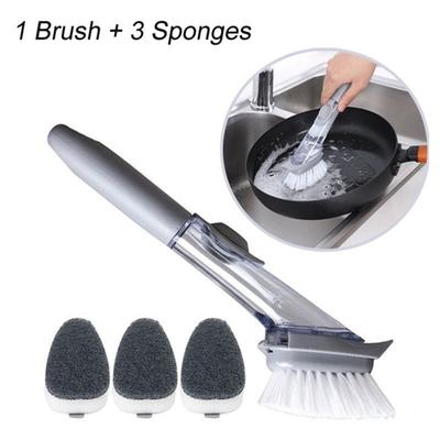 Kitchen Household Multifunctional Automatic Hydraulic Long-handled Pot Washing Brush Sponge Dish Washing Brush