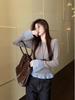 Korean Style Retro Two-Piece Plaid Patchwork Women's T-shirt for Autumn/Winter