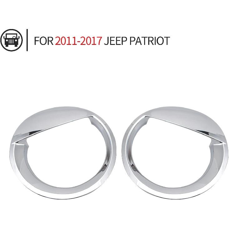 Front Light Headlight Bezels Ring Cover Trim Fit for 2011-2017 Jeep Patriot