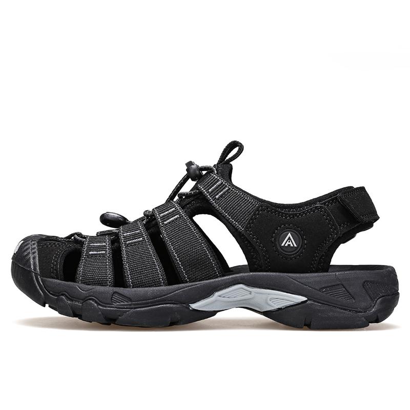 

HUMTTO Нескользящие уличные сандалии, мужские дышащие летние пляжные сандалии для мужчин, быстросохнущая в воде повседневная мужская обувь из некожи 41 серый/чёрный