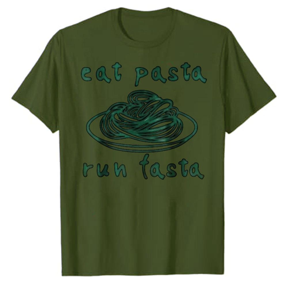 Lustiges italienisches Foodie Grafik Baumwoll-T-Shirt Spaghetti Laufwitz Shirt für Unisex Damen Grafik-T-Shirts Unisex Kleidung Harajuku Oberteile