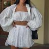 Fashion Loose Shirt Tube Top Shorts Three-Piece Suit Three Pieces Piece Shirt Set Shorts