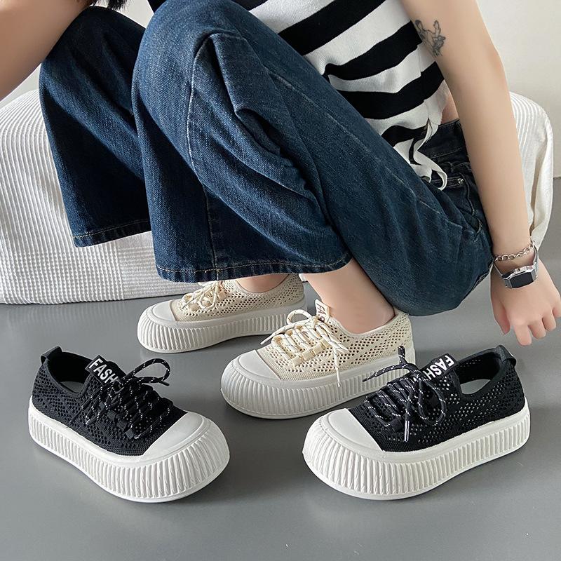 2025 summer new hollow socks shoes breathable student Japanese big head shoes ins tide Korean version of white shoes DT018