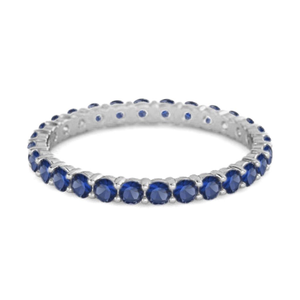 Blauer Saphir Eternity Bandring - 925 Sterlingsilber