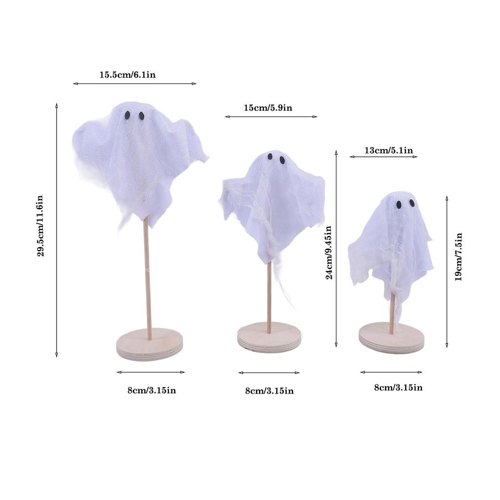 3pc Halloween Party Decoration Scary Spooky Atmosphere Layout Props Ghost Small Ornaments Haunted House White Decor