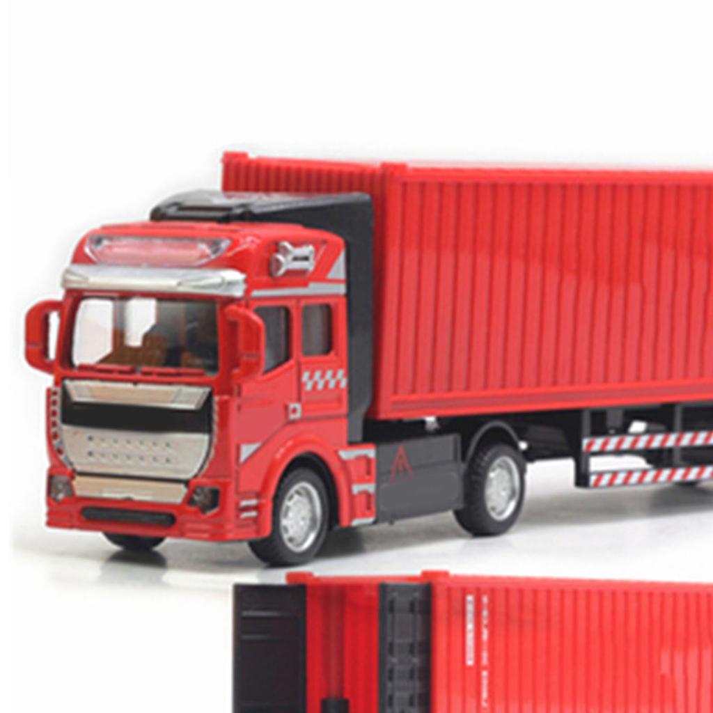 Pull Back Container Truck Toy High Simulation Plastic Alloy Container Truck Model for Boys Girls Children Gift