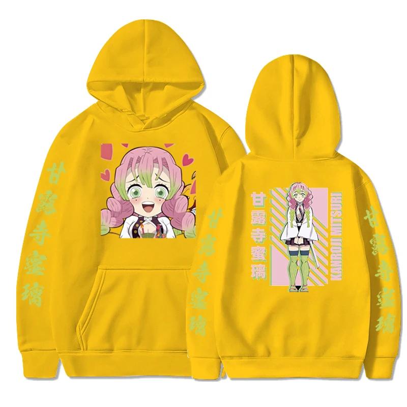 Herbst Hoodies Anime Kanroji Mitsuri Langarm Y2k Kleidung Druck Sweatshirt Damen Locker Anime Hoodie