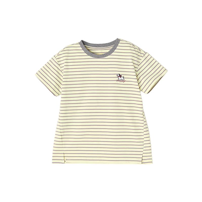 Deesha Girls' Striped Puppy Short-Sleeve T-Shirt
