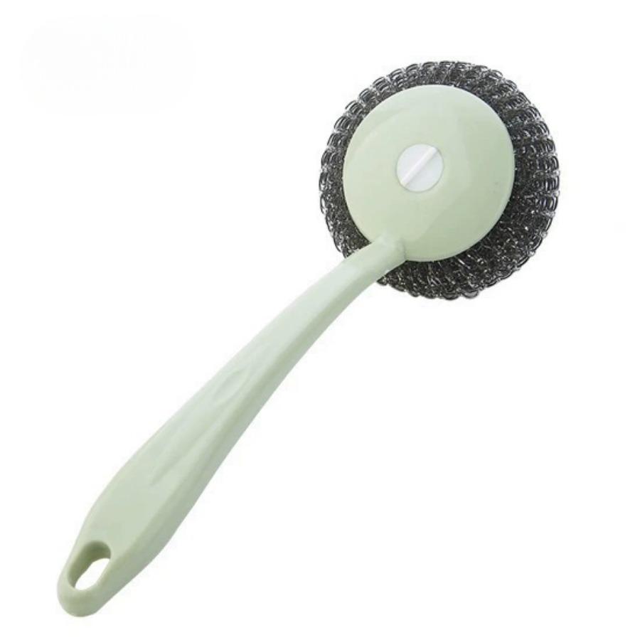 Steel wire brush kitchen can be hung pot brush long handle to oil cleaning brush with steel ball brush dishwasher