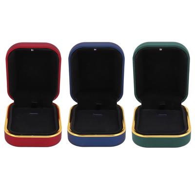 Caja para Collar Colgante LED Rectangular Bordes Redondeados Forro Suave Joyería Caja de Regalo con Luz LED para N