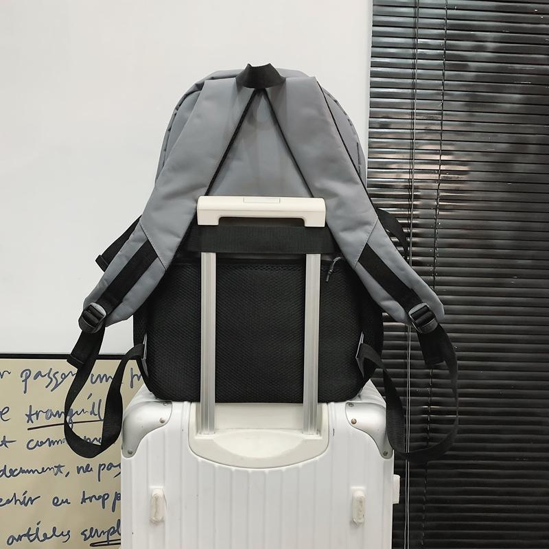 Men's Outdoor Backpack Solid Color Women Large Capacity Backpack Student School Bag