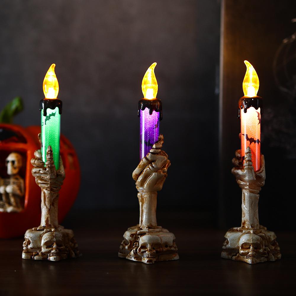Halloween Witch Finger Skull LED Glowing Candle Light Bar KTV Party Decoration Prop Electronic Pumpkin Lamp