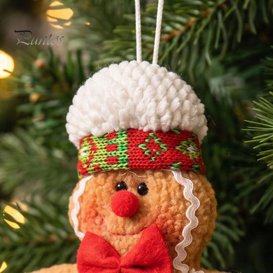 Cute Christmas Party Favors Gingerbread Man Pendant, Non-woven Fabric Hanging Ornament with Lanyard Holiday Gift for Tree Decoration, Festive