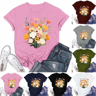 Damenmode Lässig Bedrucktes Rundhals Kurzarm T-Shirt Top T-Shirt Oberteil