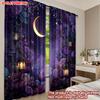 Flat Printing Happy Valentine Day Party Curtain Purple Rose Moon Digital Printed Polyester Drapes Birthday Curtains Set Of 2 Made